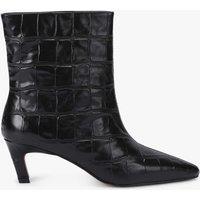 Steve Madden Greed Leather Kitten Heel Ankle Boots Black
