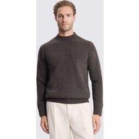MOSS Pure Wool Cable Funnel Neck Jumper Brown