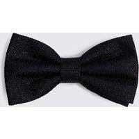 MOSS Textured Italian Pure Silk Bow Tie Black