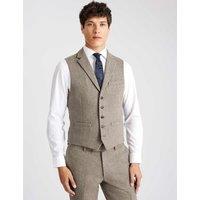 MOSS Slim Fit Wool Rich Donegal Waistcoat Stone