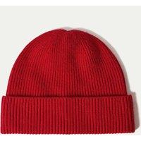Jigsaw Pure Cashmere Rib Beanie Hat Cherry Red