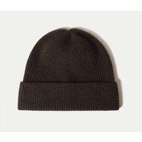 Jigsaw Pure Cashmere Rib Beanie Hat Dark Brown