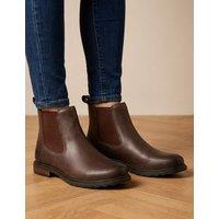 Jones Bootmaker Leather Chelsea Block Heel Boots Chocolate