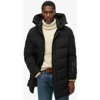 Superdry & Co Padded Chevron Quilted Hooded Parka Coat Black