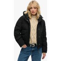 Superdry & Co Padded Hooded Borg Lined Bomber Jacket Black