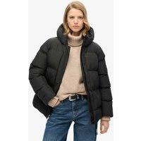 Superdry & Co Padded Hooded Mid Length Sports Puffer Jacket Black