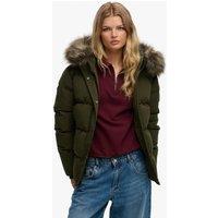 Superdry & Co Padded Hooded Faux Fur Trim Puffer Jacket Khaki
