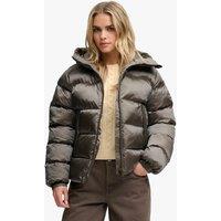 Superdry & Co High Shine Padded Hooded Puffer Jacket Khaki
