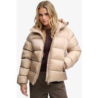 Superdry & Co High Shine Padded Hooded Puffer Jacket Beige