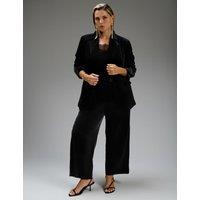 Live Unlimited London Flat Front Elasticated Waist Wide Leg Trousers Black