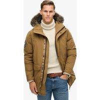 Superdry & Co Padded Hooded Longline Faux Fur Trim Parka Jacket Brown