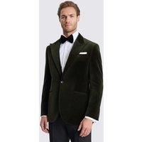 MOSS Tailored Fit Pure Cotton Velvet Tuxedo Jacket Dark Green