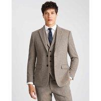 MOSS Slim Fit Wool Rich Donegal Tweed Suit Jacket Stone