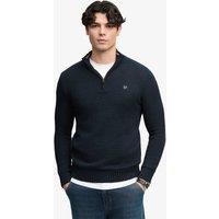 Superdry & Co Cotton Rich Textured Half Zip Jumper Navy