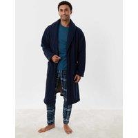Threadbare Sherpa Lined Shawl Collar Dressing Gown Navy