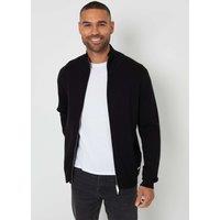 Threadbare Funnel Neck Zip Up Cardigan Black