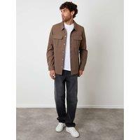 Threadbare Stretch Twill Patch Pocket Overshirt Brown