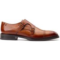 Base London Leather Double Monk Strap Shoes Tan