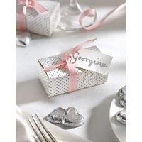 M&S Silver Milk Chocolate Heart Wedding Favours in a Dotty Box with Pink Ribbon - Pack of 25