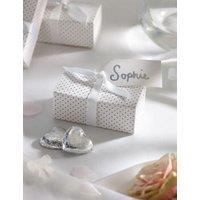 M&S Silver Milk Chocolate Heart Wedding Favours in a Dotty Box with White Ribbons - Pack of 25