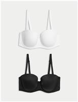 M&S 2 Pack Padded Multiway Bras A-E Black/Opaline