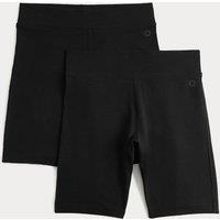Goodmove 2 Pack Girls' Cotton Rich School Cycling Shorts (2-16 Yrs) Black