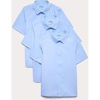 M&S 3 Pack Boys' Slim Easy Iron School Shirts (2-16 Yrs) Blue