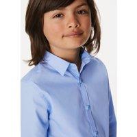 M&S 3 Pack Boys' Slim Fit Easy Iron School Shirts (2-16 Yrs) Blue