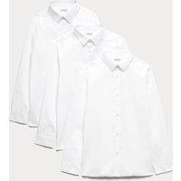 M&S 3 Pack Boys' Slim Fit Easy Iron School Shirts (2-16 Yrs) White