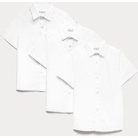 M&S 3 Pack Boys' Easy Iron School Shirts (2-16 Yrs) White