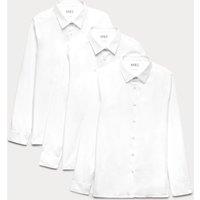 M&S 3 Pack Girls' Slim Fit Easy Iron School Shirts (2-16 Yrs) White