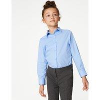 M&S 3 Pack Girls' Easy Iron School Shirts (2-16 Yrs) Blue