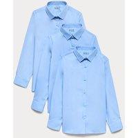 M&S 3 Pack Girls' Easy Iron School Shirts (2-16 Yrs) Blue