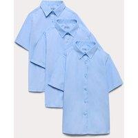 M&S 3 Pack Girls' Easy Iron School Shirts (2-16 Yrs) Blue