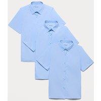 M&S 3 Pack Girls' Slim Fit Easy Iron School Shirts (2-16 Yrs) Blue