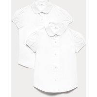 M&S 2 Pack Girls' Pintuck Easy Iron School Shirts (2-16 Yrs) White