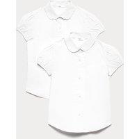 M&S 2 Pack Girls' Pintuck Easy Iron School Shirts (2-16 Yrs) White