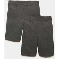 M&S 2 Pack Boys' Easy Dressing School Shorts (3-15 Yrs) Grey