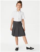 M&S Girls' Plus Fit Permanent Pleats School Skirt (2-18 Yrs) Grey