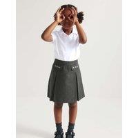 M&S Girls' Embroidered School Skirt (2-18 Yrs) Grey