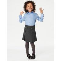 M&S Girls' Embroidered School Skirt (2-18 Yrs) Grey