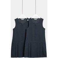 2pk Girls Pleated School Pinafores (2-12 Yrs)