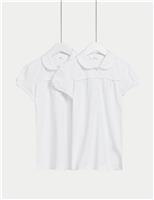M&S 2 Pack Girls' Jersey School Polo Shirts (2-18 Yrs) White