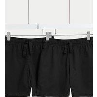 Goodmove 2 Pack Unisex Pure Cotton School Shorts (2-16 Yrs) Black