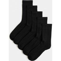 M&S 5 Pack Cotton Rich Ultimate Comfort Ankle High Socks Black
