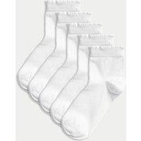 M&S 5 Pack of Short Picot Socks White