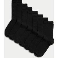 M&S 7 Pack of Ankle School Socks Black