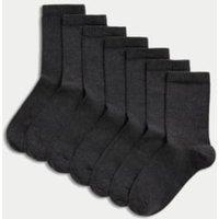 M&S 7 Pack of Ankle School Socks Grey Marl