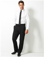 M&S Collection Regular Fit Flat Front Trousers Grey