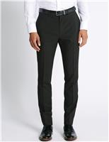 M&S Collection Slim Fit Flat Front Trousers Black